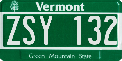 VT license plate ZSY132