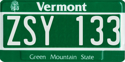 VT license plate ZSY133