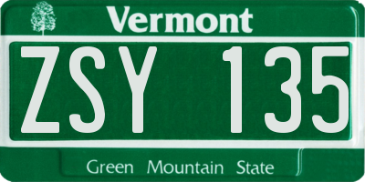 VT license plate ZSY135