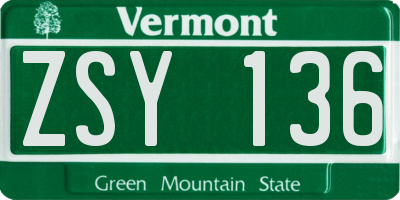 VT license plate ZSY136