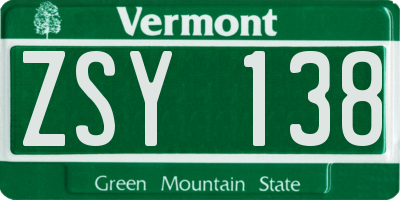 VT license plate ZSY138