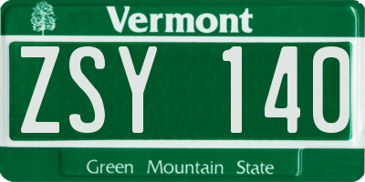 VT license plate ZSY140