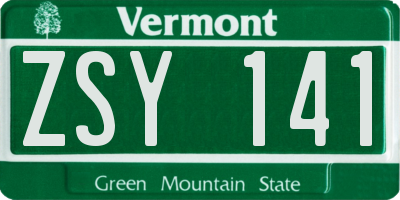 VT license plate ZSY141