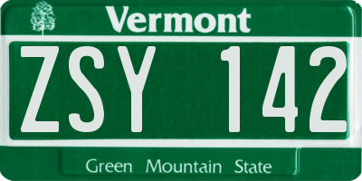 VT license plate ZSY142