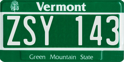 VT license plate ZSY143
