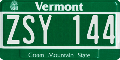 VT license plate ZSY144