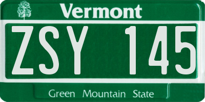 VT license plate ZSY145