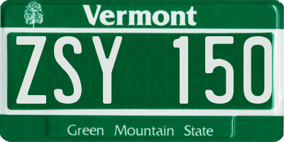 VT license plate ZSY150
