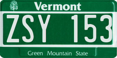 VT license plate ZSY153