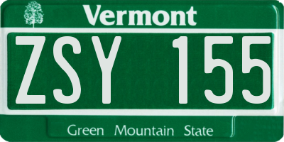 VT license plate ZSY155