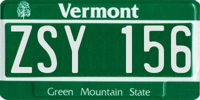 VT license plate ZSY156