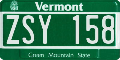 VT license plate ZSY158