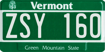 VT license plate ZSY160