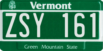 VT license plate ZSY161