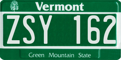 VT license plate ZSY162