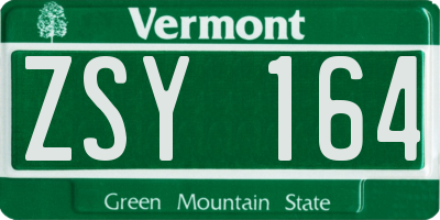 VT license plate ZSY164