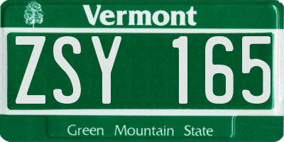 VT license plate ZSY165