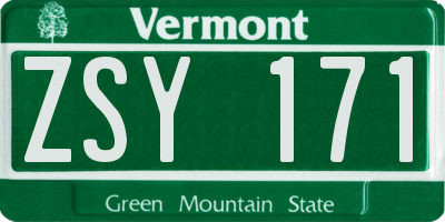 VT license plate ZSY171