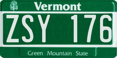 VT license plate ZSY176