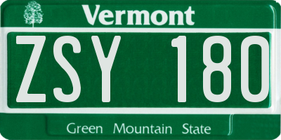 VT license plate ZSY180