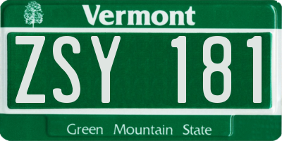 VT license plate ZSY181