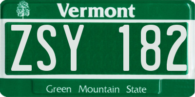 VT license plate ZSY182