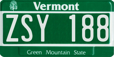 VT license plate ZSY188
