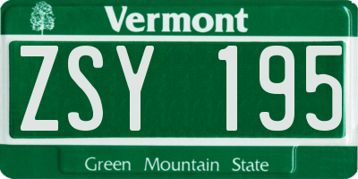 VT license plate ZSY195