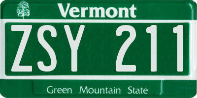 VT license plate ZSY211