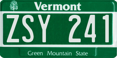 VT license plate ZSY241