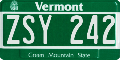 VT license plate ZSY242
