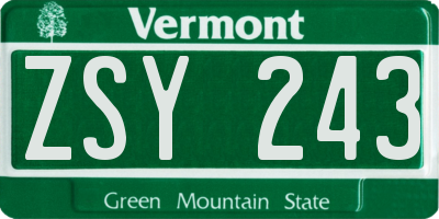 VT license plate ZSY243