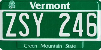 VT license plate ZSY246