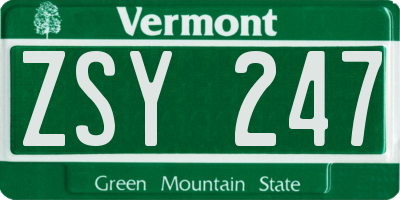 VT license plate ZSY247