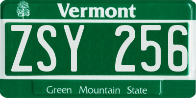 VT license plate ZSY256