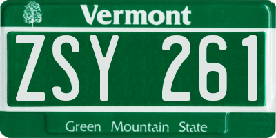 VT license plate ZSY261