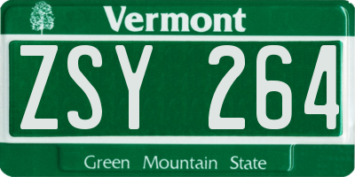 VT license plate ZSY264