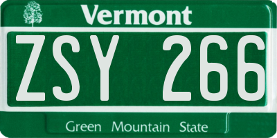 VT license plate ZSY266