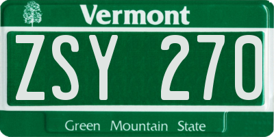 VT license plate ZSY270