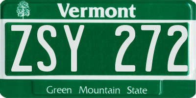 VT license plate ZSY272