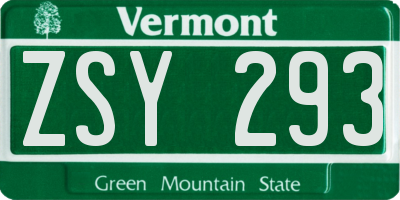 VT license plate ZSY293