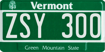 VT license plate ZSY300