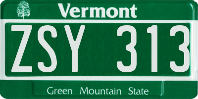 VT license plate ZSY313