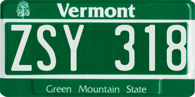 VT license plate ZSY318