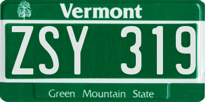VT license plate ZSY319