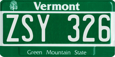 VT license plate ZSY326