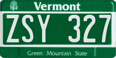 VT license plate ZSY327