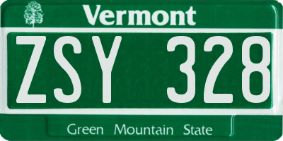 VT license plate ZSY328
