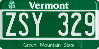 VT license plate ZSY329