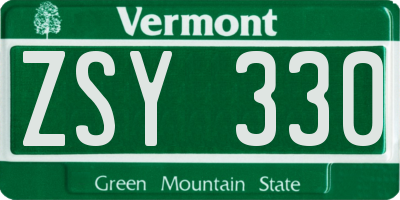 VT license plate ZSY330